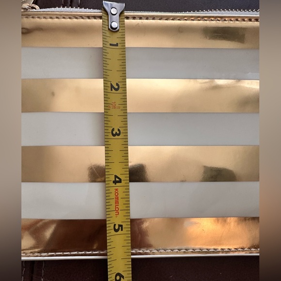 Kate Spade Gold Metallic Stripe Pencil Pouch/Cosmetic bag. - Picture 6 of 6